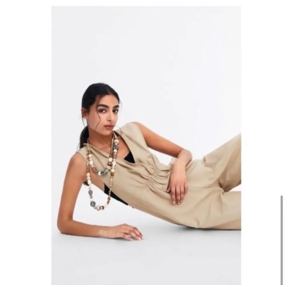 Zara Gathered Jumpsuit with Straps Size Small